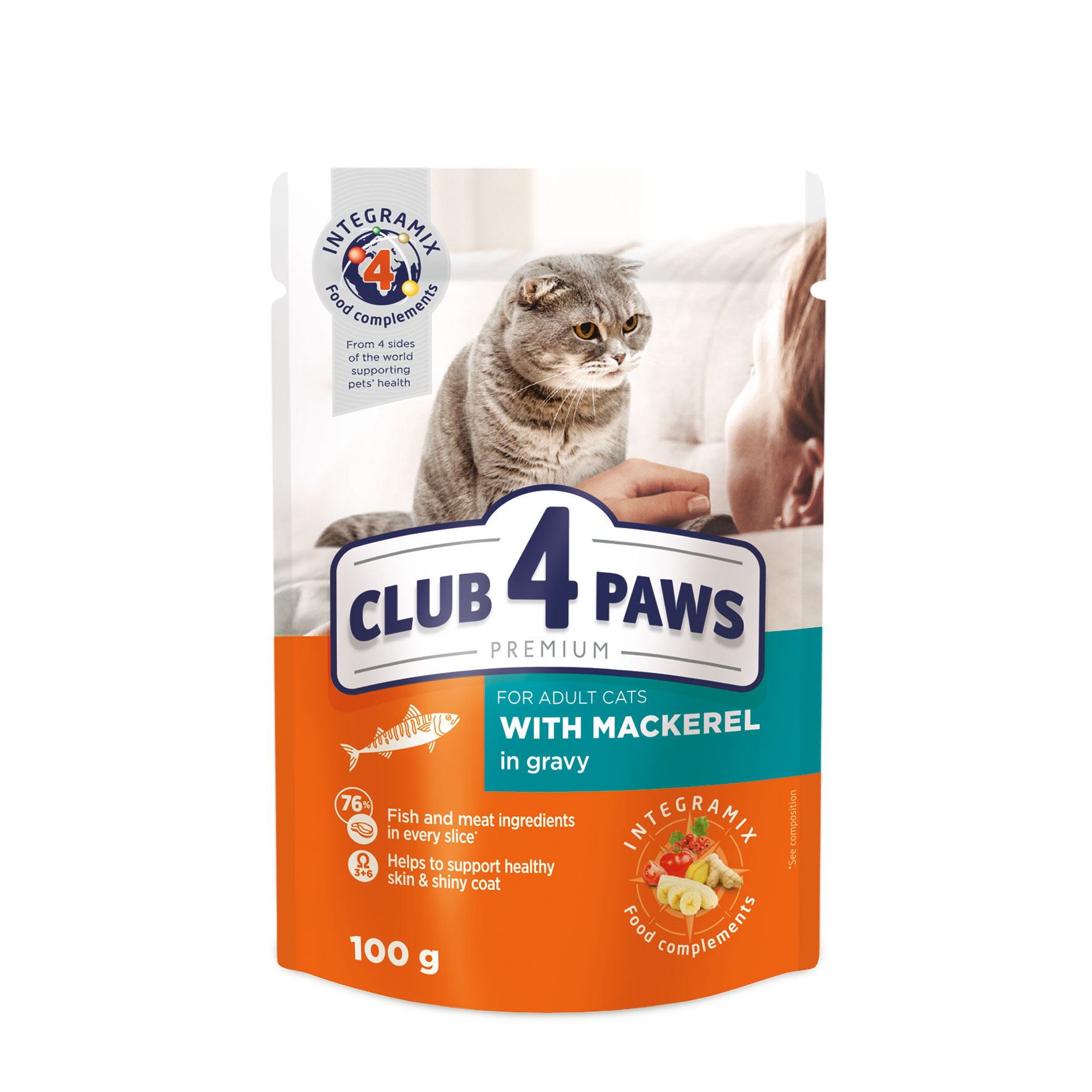 CLUB 4 PAWS Premium with Mackerel in gravy - wet food for adult cats