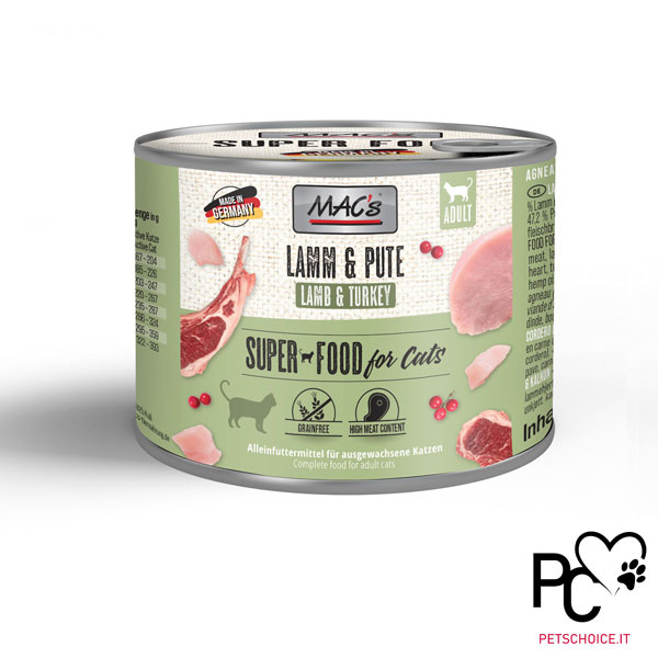 MAC'S UMIDO GATTO GRAIN FREE - AGNELLO E TACCHINO - 200GR