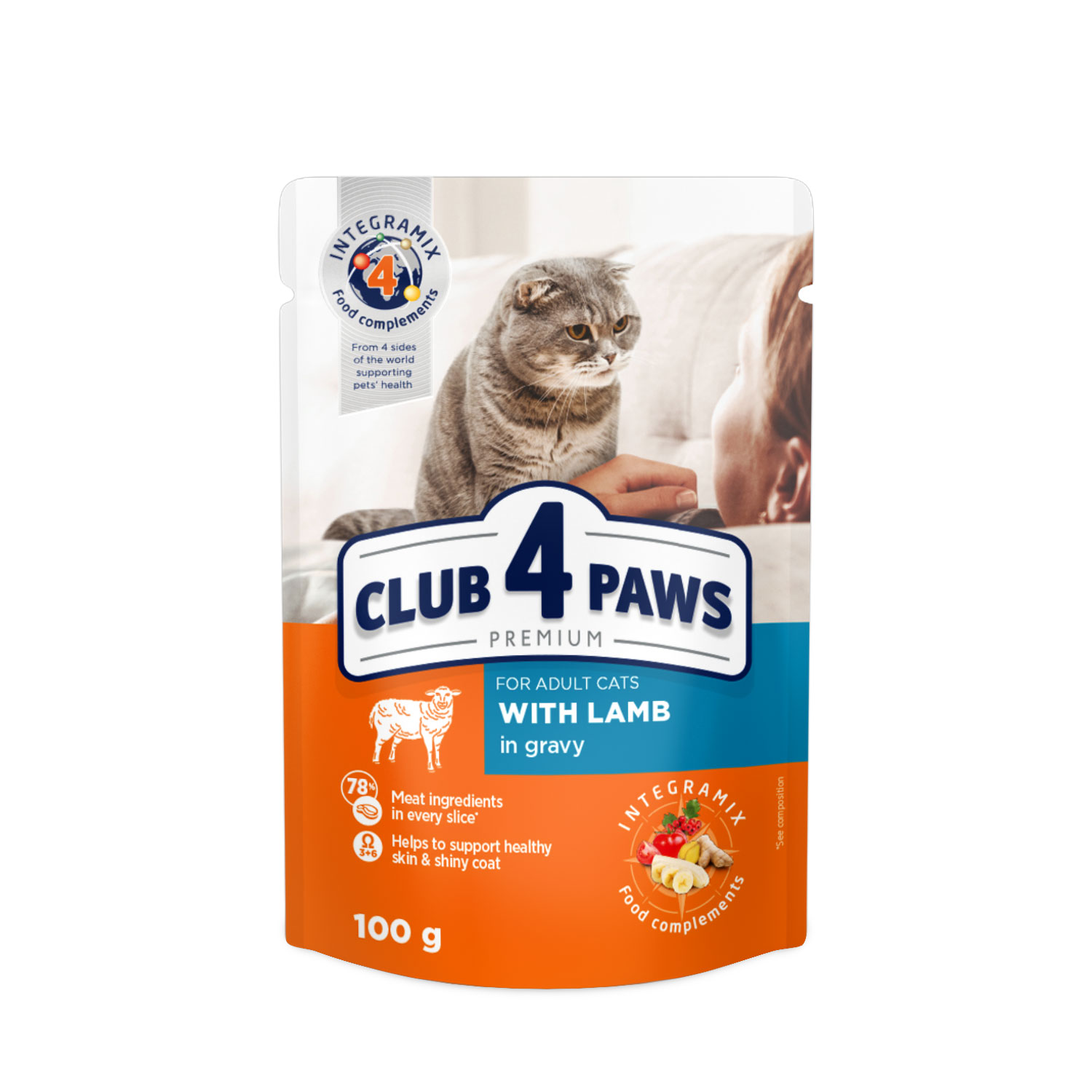 CLUB 4 PAWS Premium Avec de l'Agneau en sauce - nourriture humide pour chats adultes 