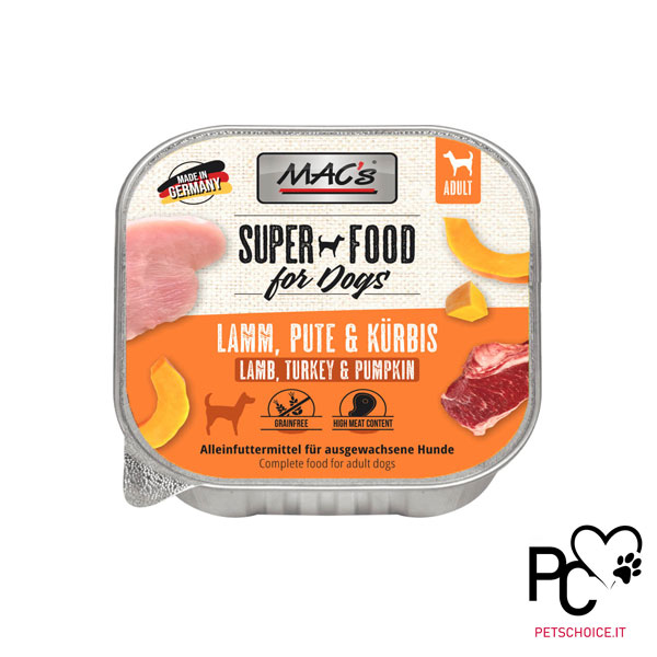 MAC'S UMIDO CANE GRAIN FREE - AGNELLO, TACCHINO E ZUCCA - 150G