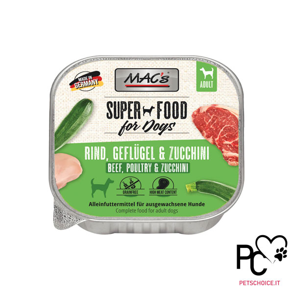 MAC'S UMIDO CANE GRAIN FREE - MANZO POLLO E ZUCCHINE 150g