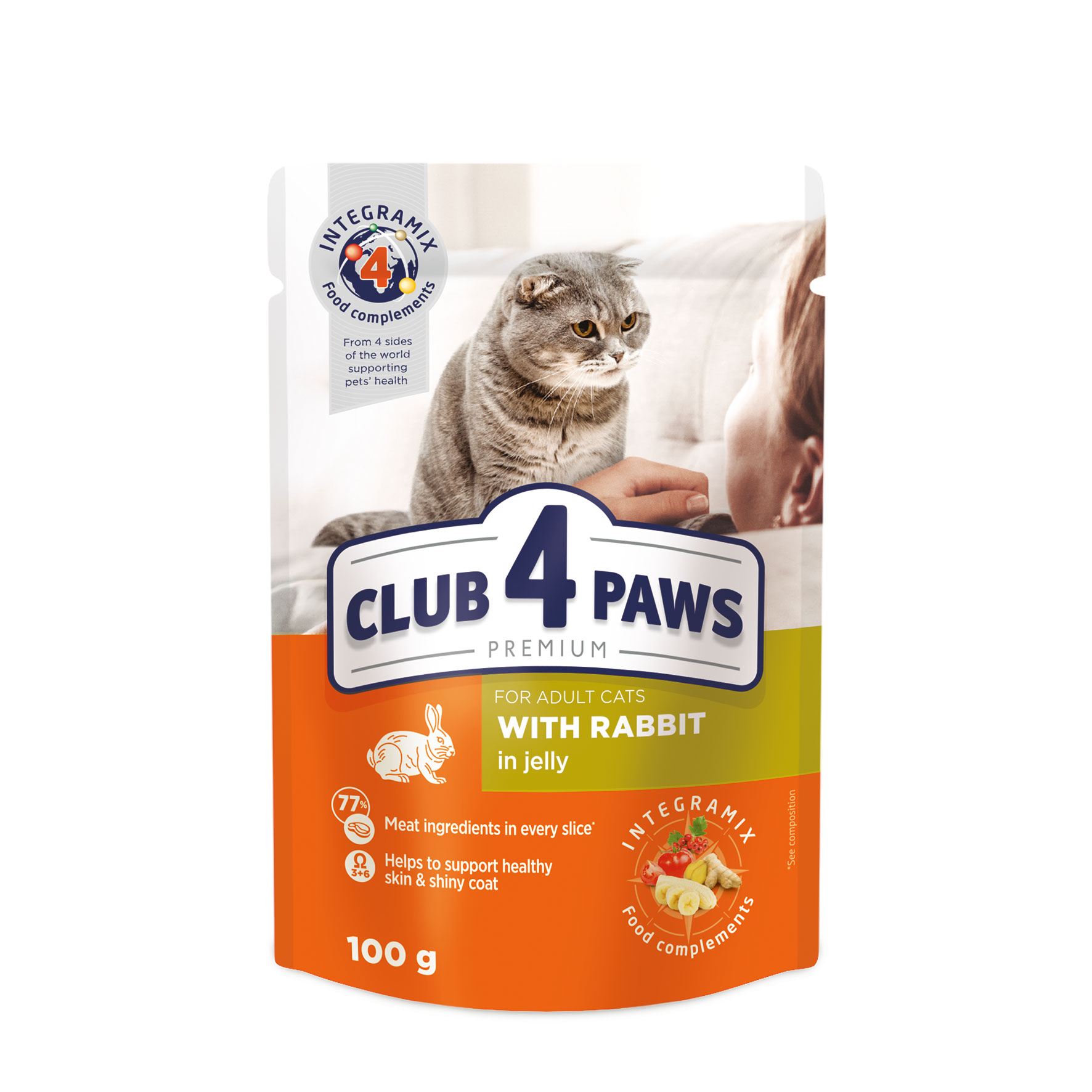 CLUB 4 PAWS Premium with Rabbit in jelly - wet food for adult cats