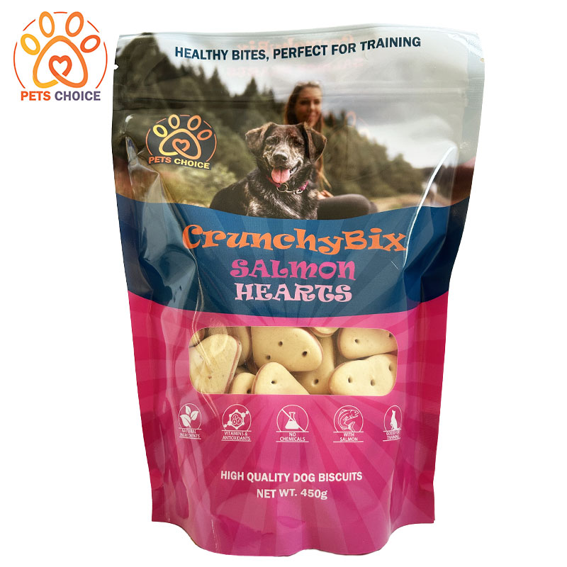 Biscotti per cani PetsChoice CrunchyBix Salmon Hearts 450g.