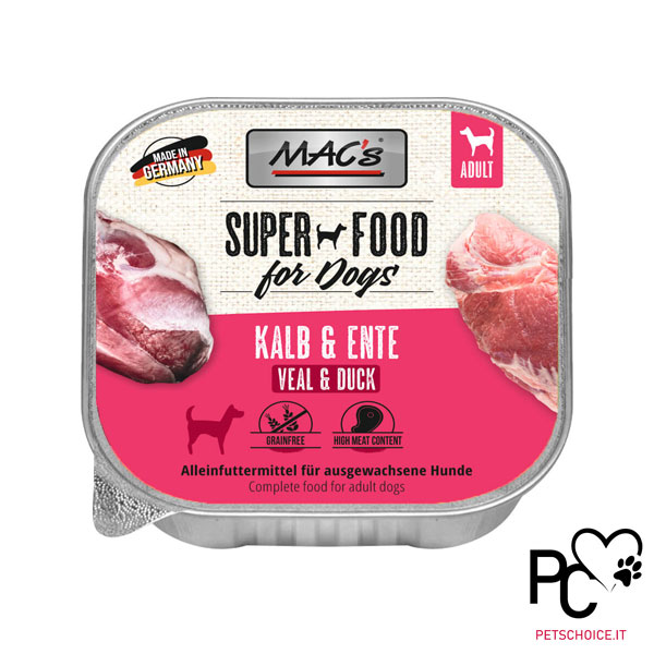 MAC'S UMIDO CANE GRAIN FREE - VITELLO E ANATRA - 150 gr.