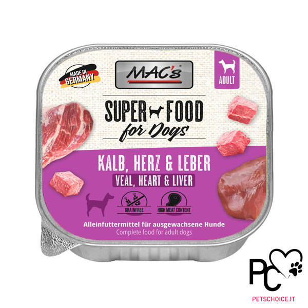 MAC'S UMIDO CANE GRAIN FREE - VITELLO, CUORE E FEGATO - 150 gr