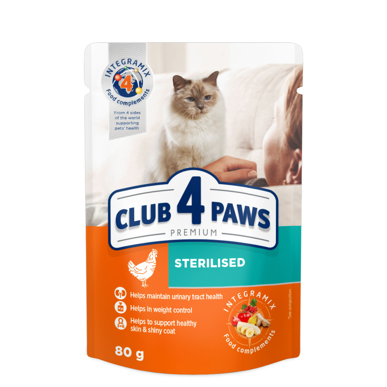 CLUB 4 PAWS Premium STERILIZED au Poulet en gelée - nourriture humide pour chats adultes stérilisés