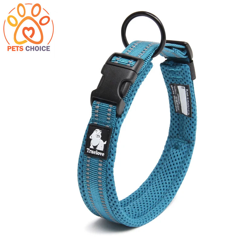 COOL SOFT Padded Dog Collar  in breathable fabric with reflective inserts