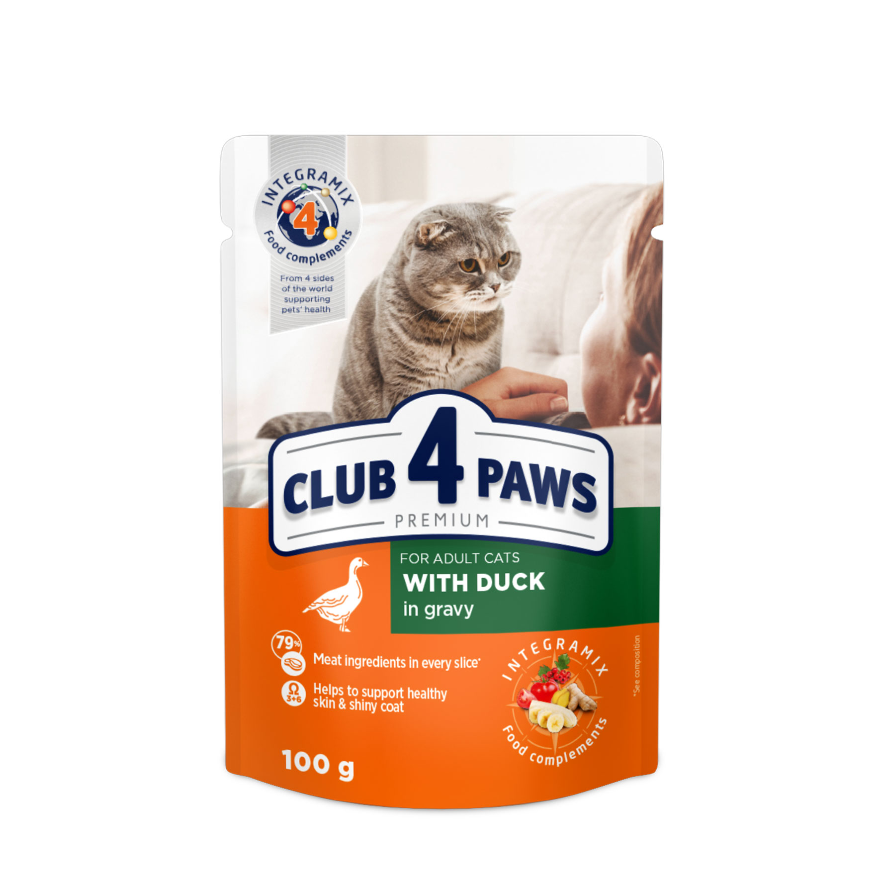 CLUB 4 PAWS Premium Au Canard en sauce - nourriture humide pour chats adultes 