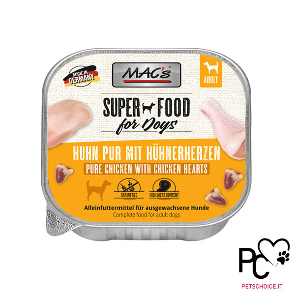 MAC'S UMIDO CANE GRAIN FREE - POLLO e CUORI DI POLLO 150 gr