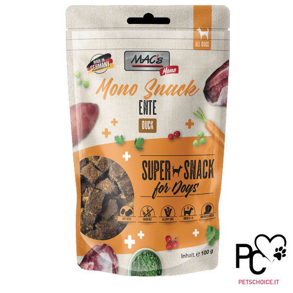 Mac's Vetcare Snack Monoproteico Grain Free per cani ANATRA 100 gr